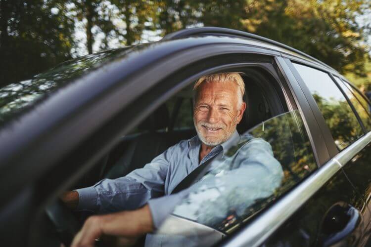 Man driving a car